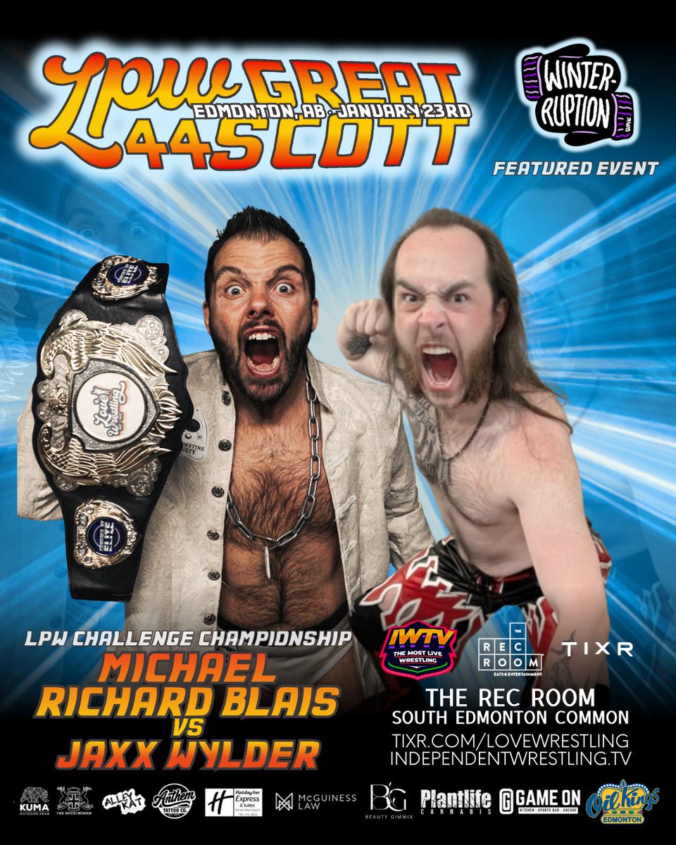 LoveWrestlingCA's tweet image. MATCH ANNOUNCEMENT!

After eliminating God's Gift to Wrestling from the Revolution Rumble, Jaxx Wylder has set his sights on MRB's gold!

At LPW 44: GREAT SCOTT, Wylder faces Michael Richard Blais for the LPW Challenge Championship!

🎟️: tixr.com/e/167329