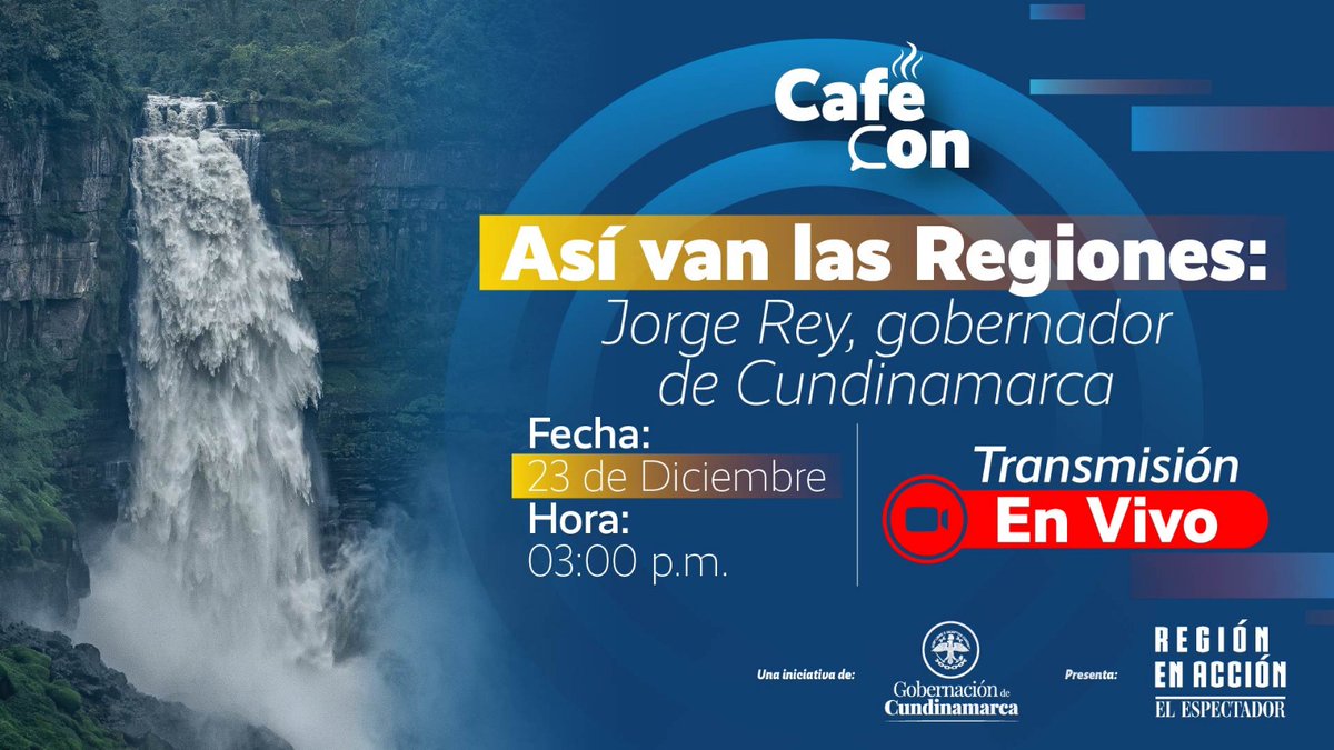 ¿Cómo avanza Cundinamarca? <a href="/JorgeEmilioRey/">Jorge Emilio Rey Ángel</a>, gobernador del departamento, nos contará sobre temas clave para el futuro de la región: Regiotram, Cables Aéreos, extensión de Transmilenio.

🗓️ Martes 23 de diciembre
⏰ 03:00 p. m.
📍Transmisión🔴#ENVIVO🔴👉n9.cl/7uyho