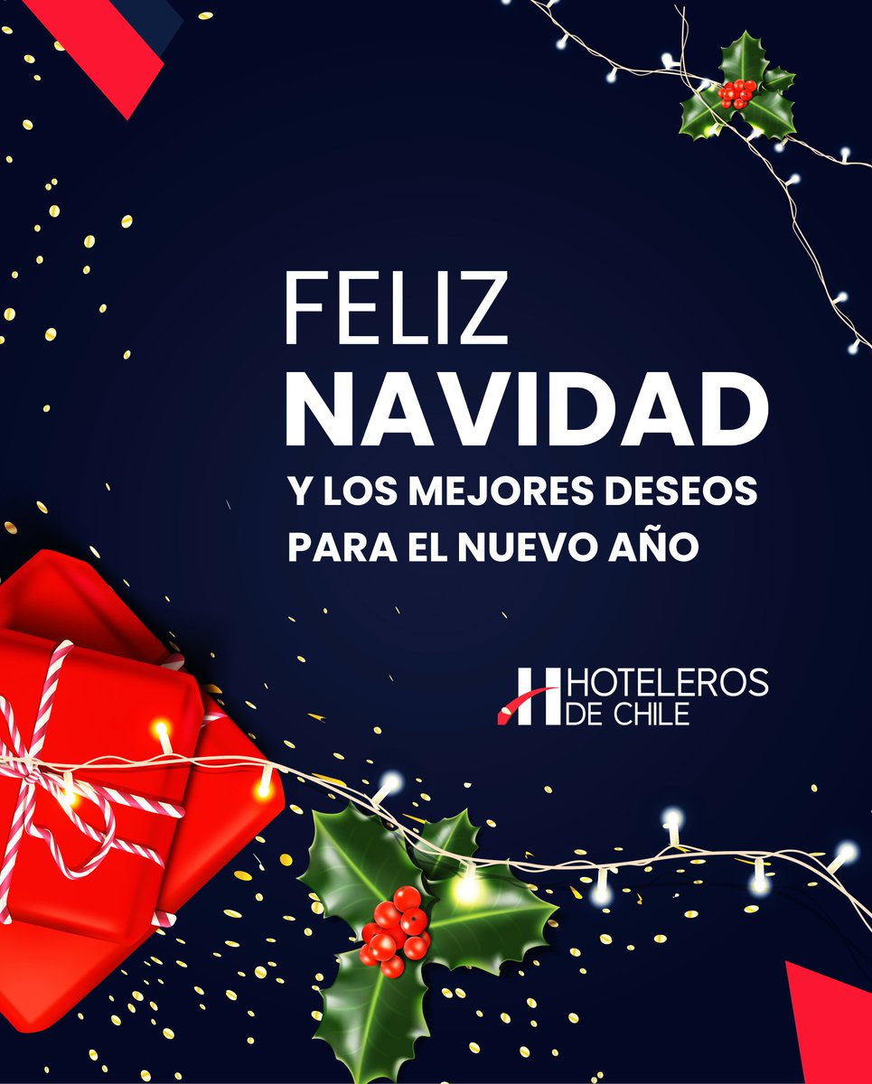 💫 Desde Hoteleros de Chile A.G. les enviamos un cariñoso saludo en estas fiestas.
Que esta Navidad 🎄 esté llena de armonía y lindos momentos junto a sus familias, amigos y seres queridos, y que el nuevo año venga cargado de desafíos y oportunidades 🌟.