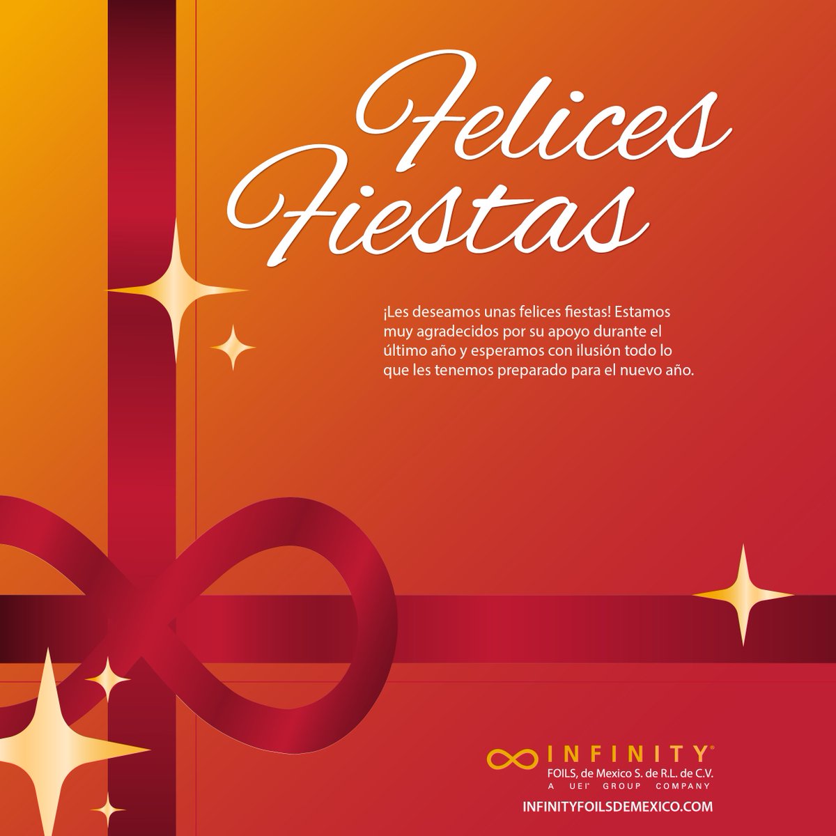 FoilsInfinity's tweet photo. De parte de todos nosotros aquí en Infinity Foils de México les deseamos unas maravillosas fiestas llenas de felicidad y excelencia. ¡Estamos increíblemente agradecidos por todo su apoyo este año y esperamos con ansias las emocionantes que tenemos preparadas para ustedes en 2026! https://t.co/Vj6iok31p0