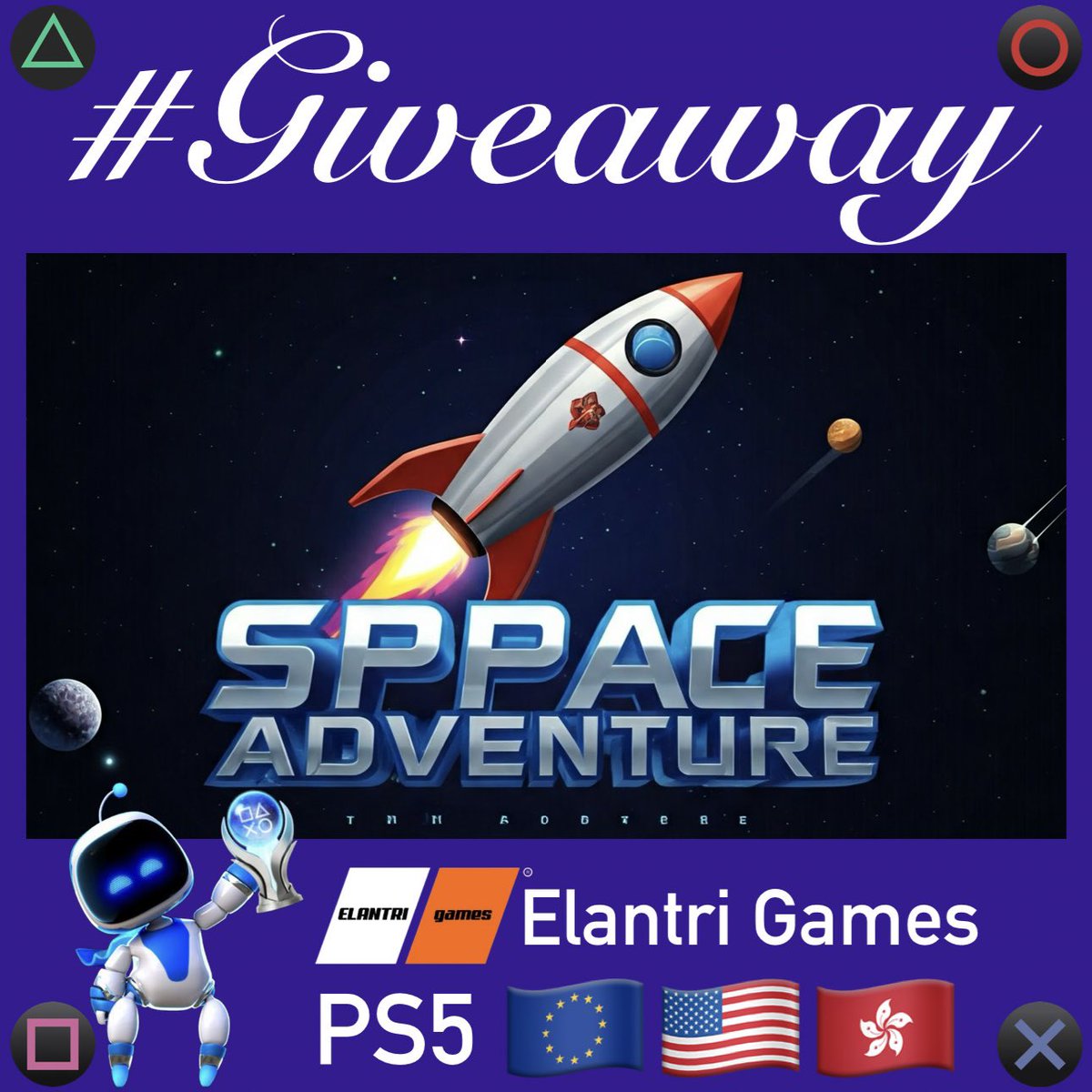 🎁 #Giveaway 🎮 Space Adventure 🚀
🗝️ 3x #PS5  Codes
🌐 EU 🇪🇺 • NA 🇺🇸 • AS 🇭🇰 
💬 Want a specific one? → Comment
🔁 Repost 👤 Follow
<a href="/PSN_Robert2567/">Robert2567</a> + <a href="/ELANTRIgames/">ELANTRI games</a> 
⏳ Winners in 72h → Good luck🍀