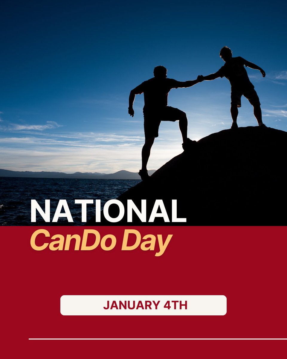 natdayarchives's tweet photo. New year, new goals! Let’s bring that “Can Do” energy into everything we do today 💪✨ Celebrate National CanDo Day with us and tell us what you’re putting your mind to. https://t.co/0afRUqXuja