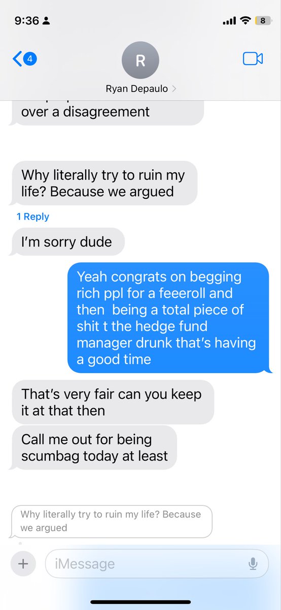 Don’t know why this leech <a href="/depaulo_ryan/">Ryan Depaulo</a> is still talking. 

Look at this fucking little cockroach begging me not to out him on stream. 
As soon as I said to him stfu or I’ll bring up bracelet. He left the table and started texting me this.  You can even see on stream how quiet he