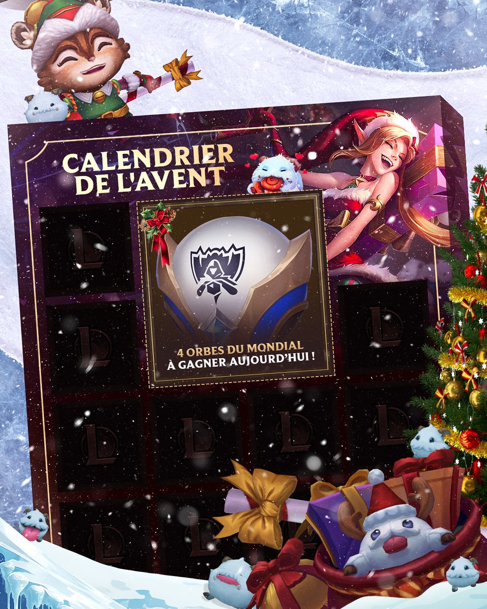 🎁 Jour 23

Avant dernière chance de pouvoir remporter des orbes !

Pour participer :
🔴 Follow @lol_france
🔴 Like ce post
🔴 Dis nous quel champion te ressemble le plus au niveau du caractère !

Bonne chance à toutes et tous !