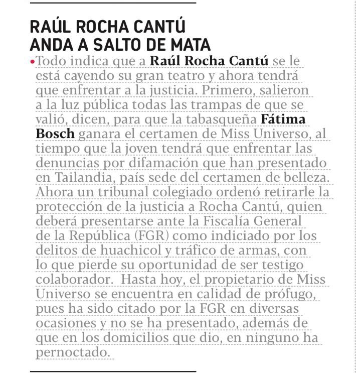 Hoy en <a href="/ContraReplicaMX/">ContraRéplica</a> 

1. Se va de vacaciones <a href="/Claudiashein/">Claudia Sheinbaum Pardo</a> a Acapulco <a href="/AcapulcoGob/">Gobierno de Acapulco</a> 

2. Sigue el escándalo de corrupción del dueño de <a href="/MissUniverse/">Miss Universe</a> <a href="/RaulRochaCantu/">Raul Rocha Cantu</a> y su hija <a href="/bosch_fatima/">FATIMA BOSCH</a>