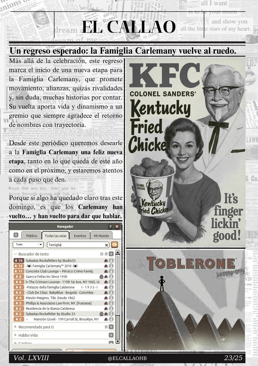 ⚫️ Sexagésima octava Edición. 

Vol.68. La Famiglia Carlemany reabre sus puertas y vuelve a sacudir el panorama mafioso.