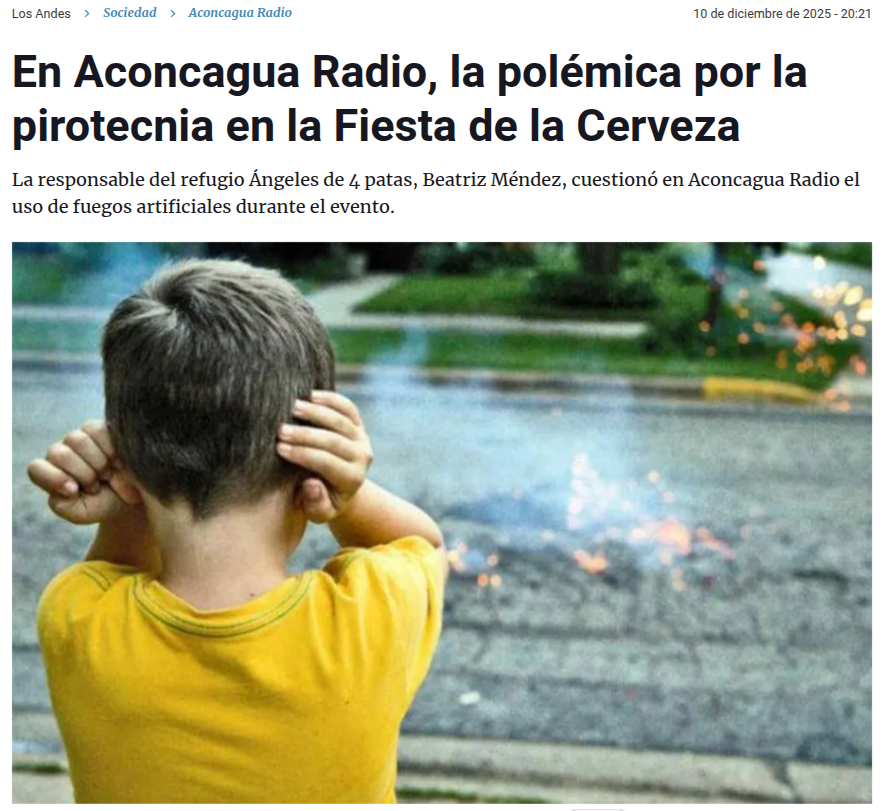 Los que vivimos en godoy cruz sabemos que fue descomunal el uso de pirotecnia por parte del departamento en la fiesta de la cerveza. No les importó ni los animalitos ni los autistas.