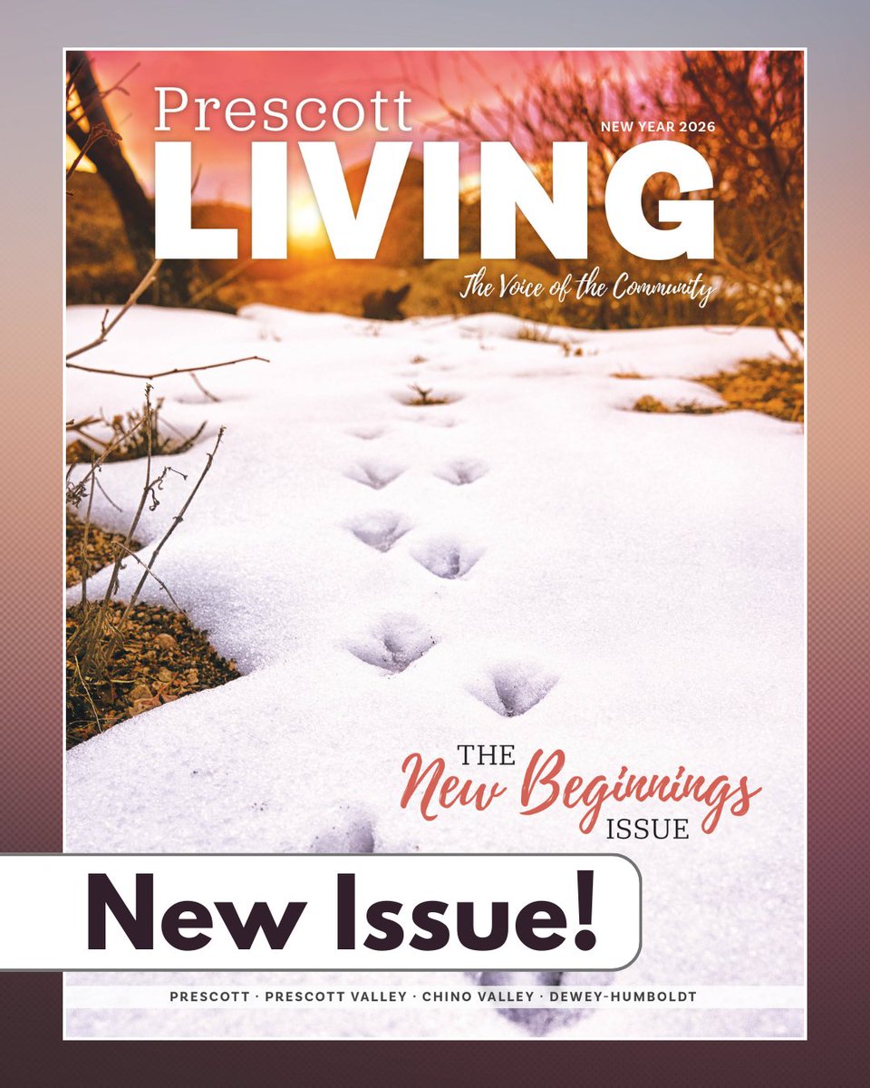 living_prescott's tweet image. Pick up a free copy of our New Year 2026 issue! Available in the magazine racks at local grocery stores, at the ROX Media office at 130 N. Granite St. and at many convenient locations throughout the Greater Prescott area.
Digital edition: prescottlivingmag.com/copies.