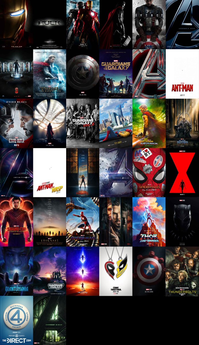 MCU_Direct's tweet image. The 38 official MCU theatrical teaser posters released so far: