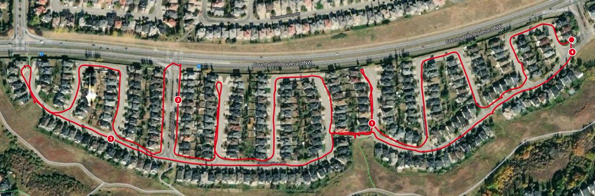 WalkingCalgary's tweet photo. Today we took advantage of the milder temps and the extra 10 seconds of daylight to do a longer walk in #Edgemont.   Knocked off all the streets that border on Country Hills Blvd.

https://t.co/KNH0eke0FF

Distance:  3.84 km    Duration:  54:56 min

#Calgary  #yyc https://t.co/p2Hp87juqX