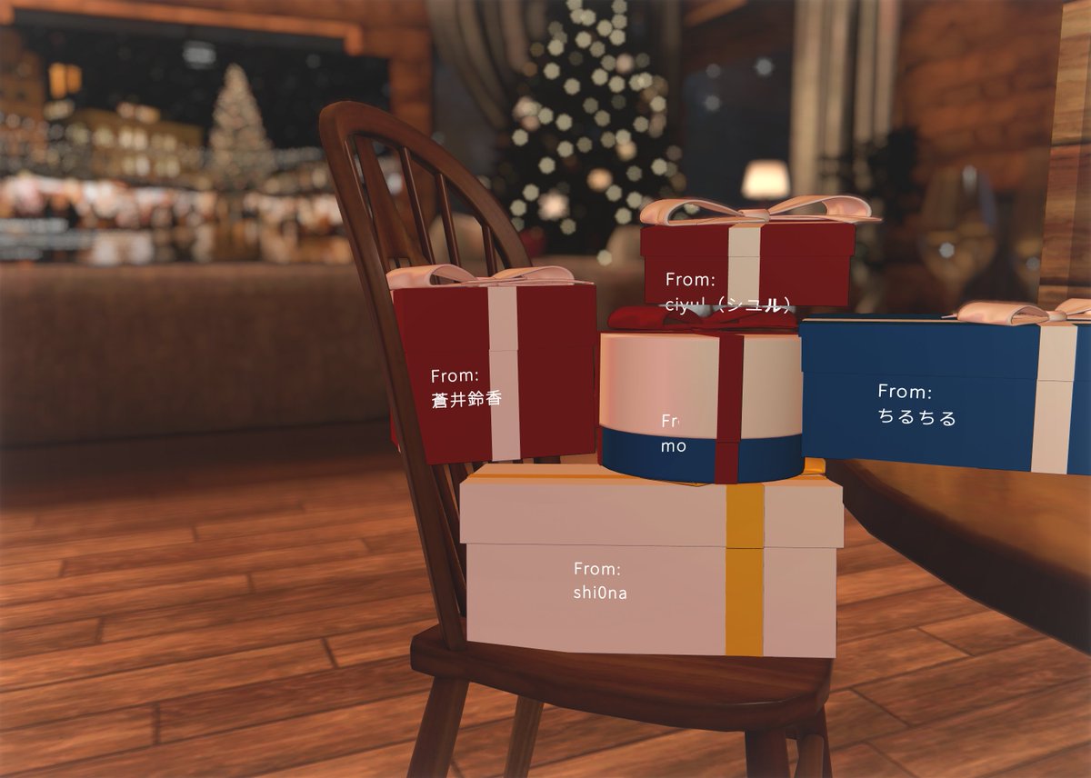 ワールド公開しました！

書き置き代わりにプレゼントを残せます！🎁
(QvPenもあるので普通の書き置きもできます)
朝プレゼントが届いてるわくわくを感じてみてね✨️🎄

URL : vrchat.com/home/world/wrl…

#VRChat_world紹介