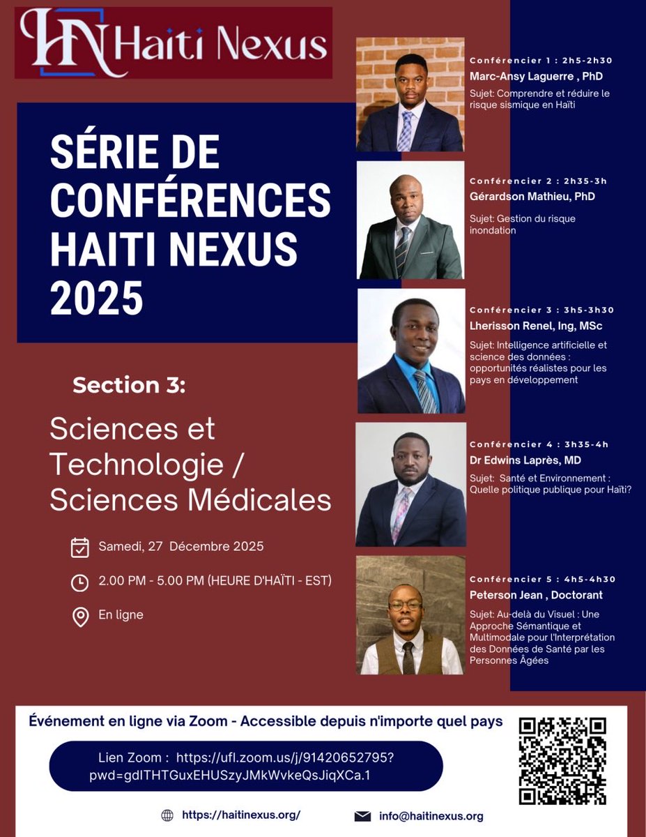 AnsyMarc's tweet photo. I am pleased to participate in the Haiti Nexus Conference on Science and Technology alongside other panelists, where I will present on understanding and reducing seismic risk in Haiti. https://t.co/i7hrNGKYAQ