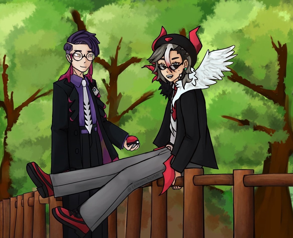 SalemGrei's tweet image. ‘bumped’ into this nerd today (i have his schedule memorized) 

he threatened to push me off the fence after i snuck this pic on my rotom phone :p

🎨 jello_sippycup discord