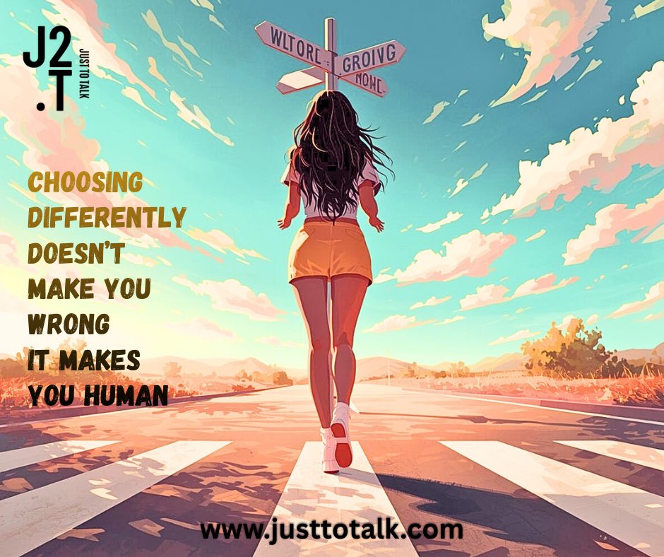 Justtotalk424's tweet image. Growth isn’t about agreement; it’s about honoring your own path. 
There’s space here for every choice, every feeling, every voice. you don’t have to navigate it alone. Book a session at: justtotalk.com  .
 #Justtotalk #BeingHuman #DifferentChoices #GrowthJourney