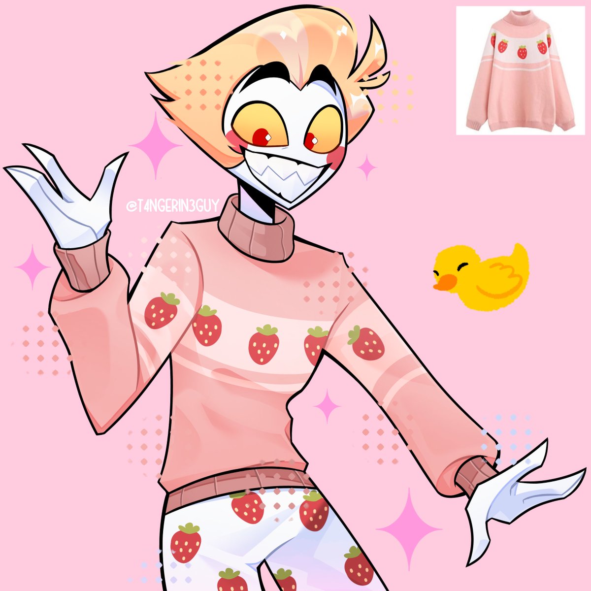 pavvylova's tweet photo. Strawberry sweater ! 

#HazbinHotel #HazbinHotelLucifer https://t.co/DIXls2xOTm