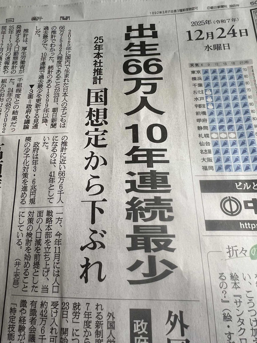 人口が10年連続で減少してるなんて、そんな生やさしいものではない。

「過去最少の更新」が10年続いているのだ。

この国は子どもを産む前提の結婚も満足にできない。人口が減る一方なのは当然である。