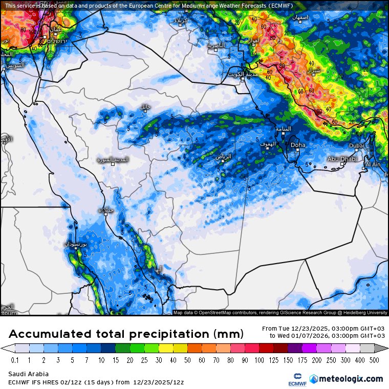 تحديث الاوروبي المسائي تراكميا فترة .
- 6 ايام قادمة .
- 14 يوم قادمة .
والله اعلم .