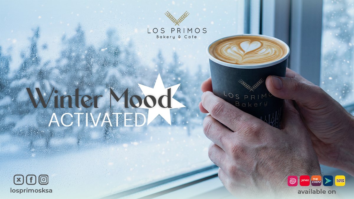 LosPrimosKSA's tweet photo. Winter feels better with a warm cup in your hand!❄️😉☕

#LosPrimos #HungerStation #TheChefz #Jahez

#لوس_بريموس #خبز_إيطالي #بيكري #السعودية  #يلا_فطور #الطعم_اللي_يرضيك #طلبات_مطاعم_دليفري #طعام #مطاعم_الرياض #مطاعم_السعوديه #اكسبلور_فولو #ترند_مطاعم https://t.co/SMrkTIJm19