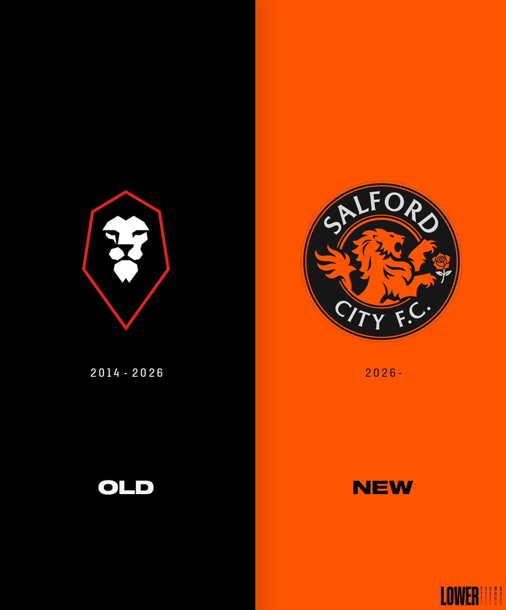 LowerTiers's tweet image. Salford City have a new badge 🦁🟠

The club will sport a fresh new identity from the 2026-27 season after supporters voted to change the Club’s crest