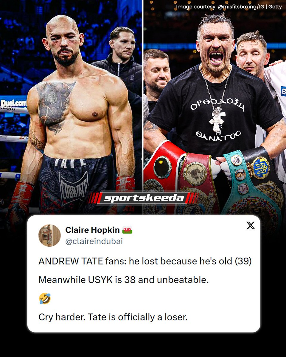 sportskeedaMMA's tweet image. Is it fair to compare Andrew Tate and Oleksandr Usyk based on their age? 🤔

#AndrewTate