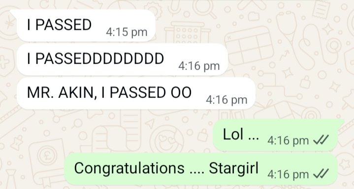 AObilana's tweet image. I had to beg this drama queen to check her results...

Only for her to return with the good news ...  

She deserves it for bringing her A game to class every time. 

3/3 done 

Professionals next ..