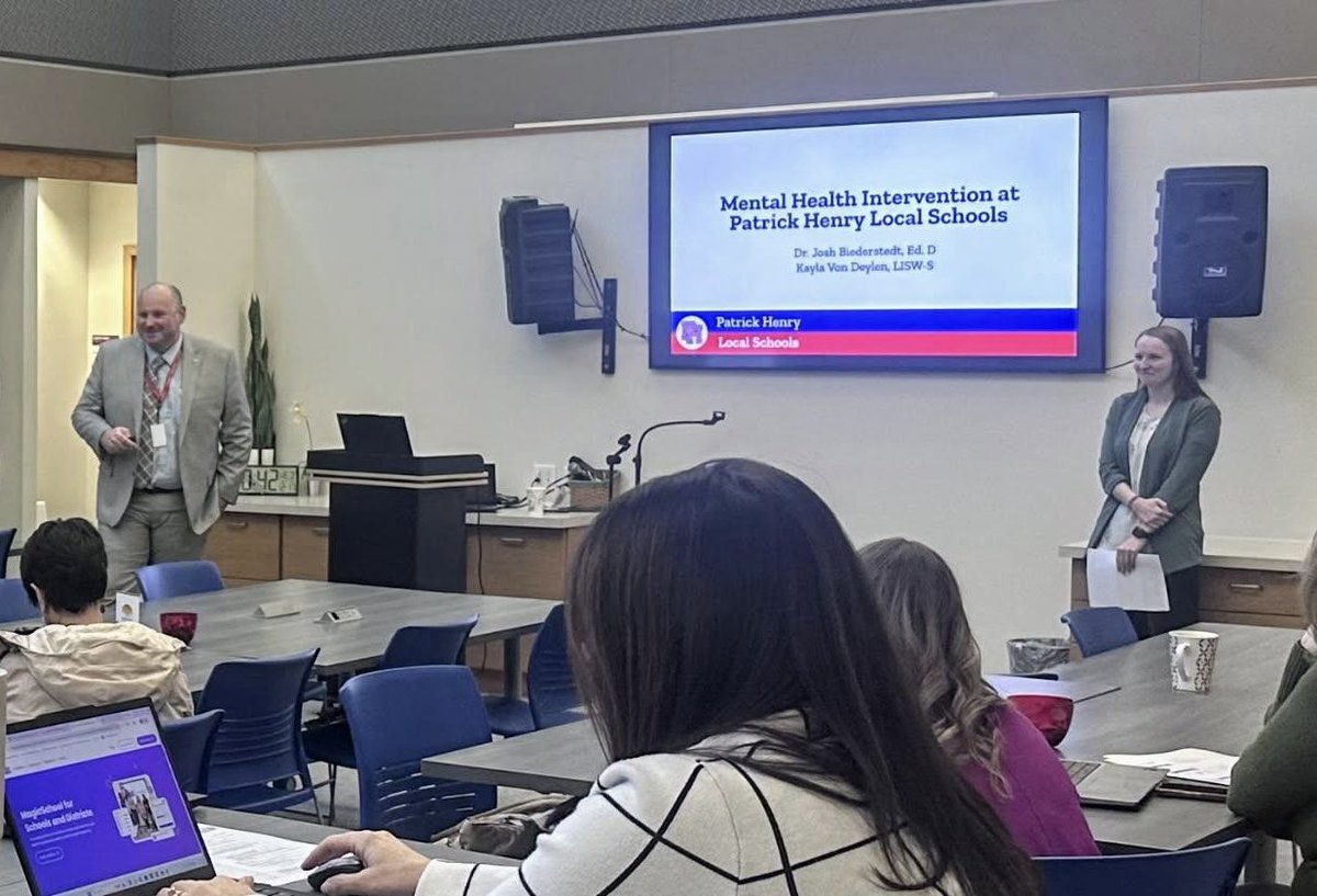 phsocialworker's tweet image. Last week, Dr. Biederstedt and I had the opportunity to present to administrators at the Mercer County ESC. We were asked to tell our story and what we have been doing as a district to support our students’ mental health needs. #PHStrong