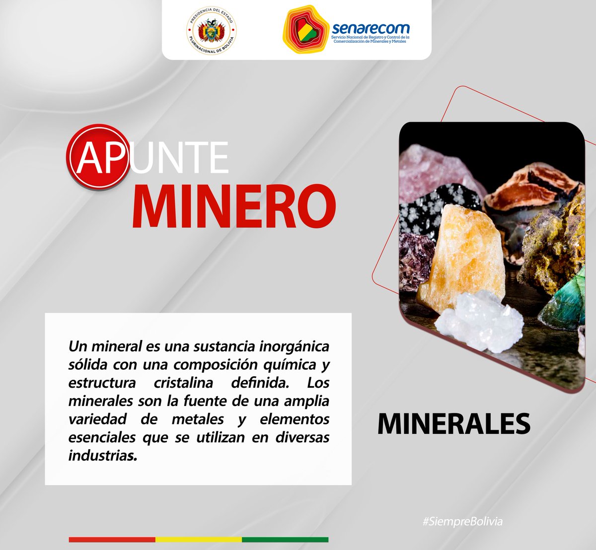 senarecom1's tweet photo. #ApunteMinero | Minerales.
#SiempreBolivia
#Senarecom https://t.co/z7JNuISEOO