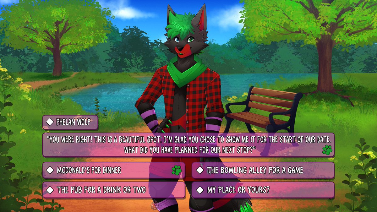 'Dating' Sim screenshot completed piece for <a href="/DOOMlight94/">DOOMlight94official</a>! What would you choose? 👀
.
#furryartwork #furryfandom #furry