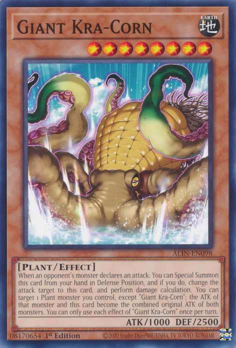 Thatoneguy367's tweet photo. @MBTYuGiOh This card came out in ALIN!!! So far beyond any realm of possible play. 

Anytime I build a cube that even sneezes at plants, this is an auto-include. Its both an excellent free agent, being a low-powered gorz/trag, and ideal for plant synergies. https://t.co/97sC7itivg