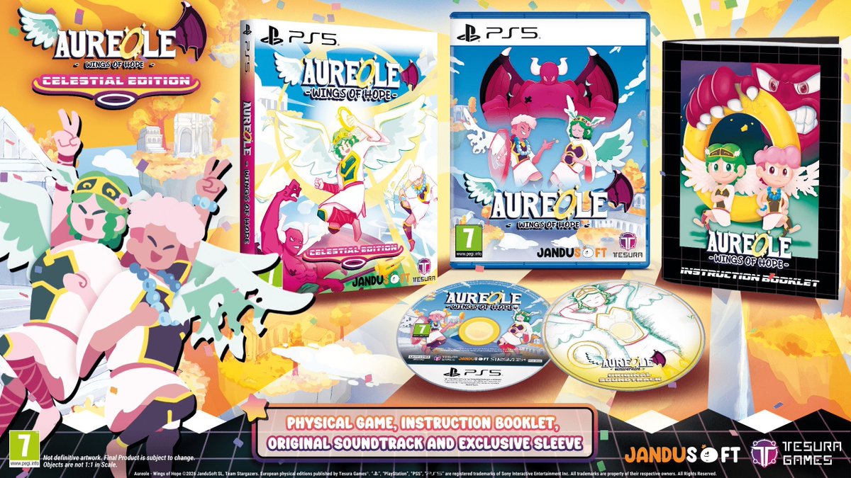 VGNYSoft's tweet image. The newest game from @TesuraGames is all about speed! Take control of a blazing fast halo in the unique physics based platformer, Aureole: Wings of Hope! Speed merges with precision in this celestial adventure that's now pre-orderable for the PlayStation 5 

Pre-order your copy…