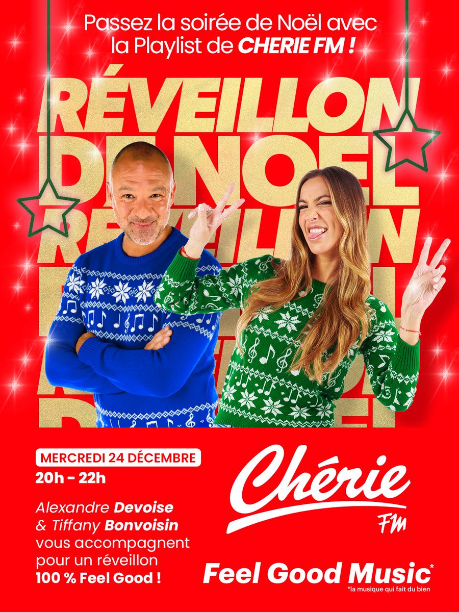 🎄À 24 heures du réveillon de Noël, avez vous tout prévu ??
Pour la table on ne peut rien faire, mais pour l’ambiance on s’occupe de tout 🤩 … avec la PlayList Noël accompagnée par Alex et Tiffany sur 𝗖𝗛𝗘𝗥𝗜𝗘 𝗙𝗠 🎅🤶