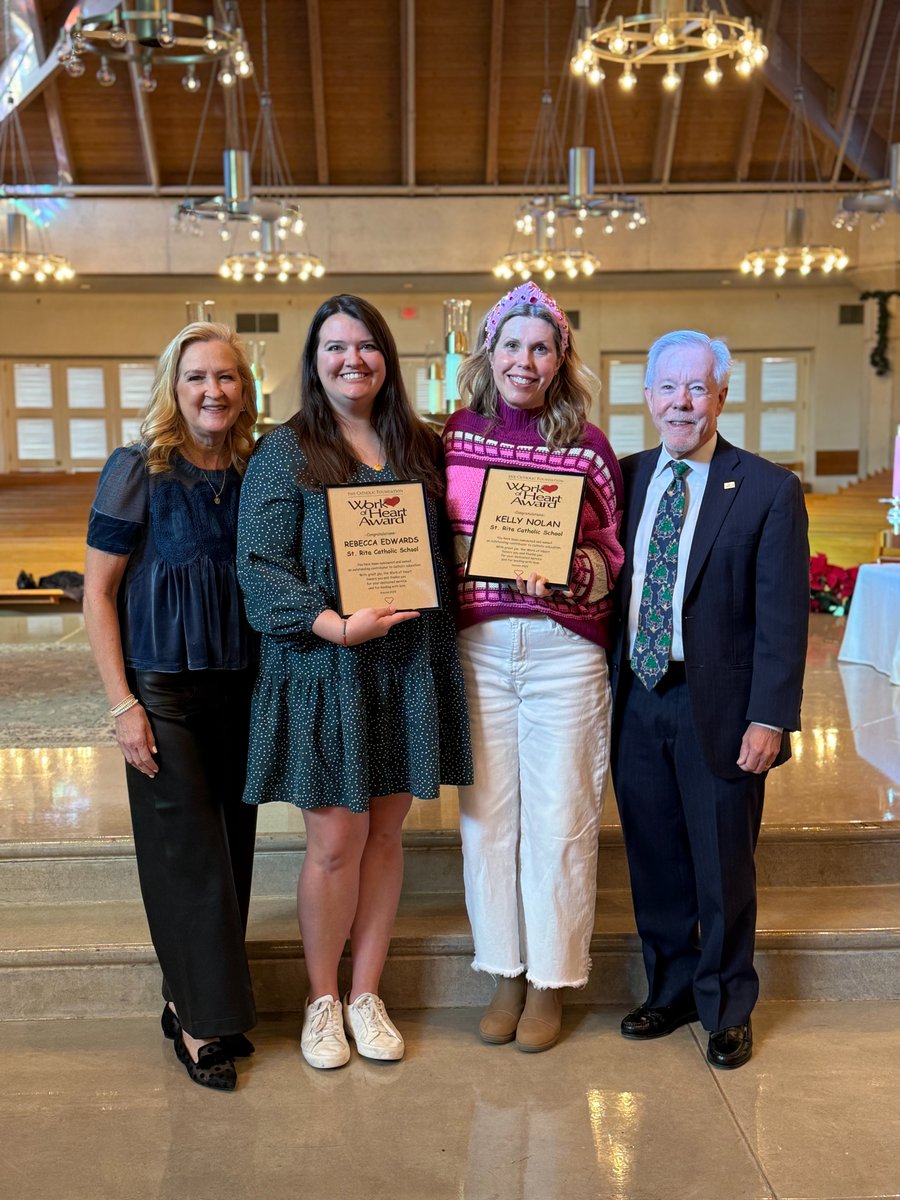 At St. Rita Catholic School, both Rebecca Edwards, middle school counselor, and Kelly Nolan, lower school counselor, were honored with the Work of Heart Award!

Read the full story here: catholicfoundation.com/a-shared-calli…