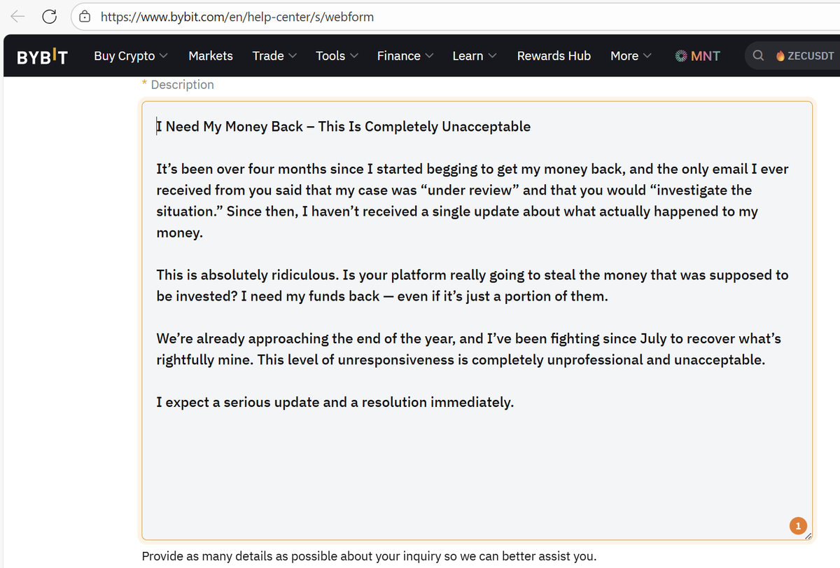 iNovarro's tweet photo. @Bybit_Official
I’ve been waiting over 5 months to get my money back, and still no real update. Your support only said my case was “under review” and then completely went silent.  You owe me 40,389.81 USDT, and this level of unresponsiveness is totally unacceptable. https://t.co/llK9aK2k4k