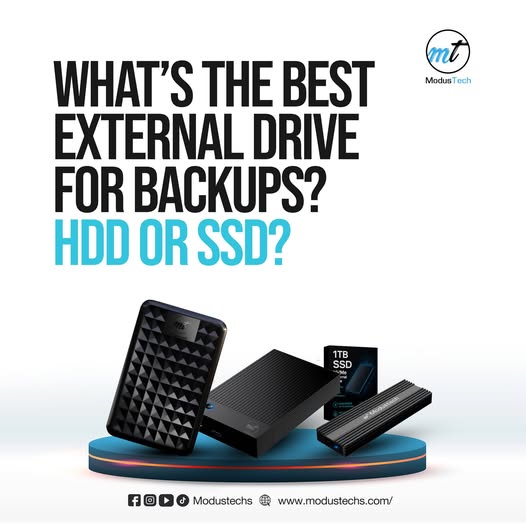 Modustechs's tweet image. #HDDs win for backups: massive #storage at low cost. Perfect for photos, #videos &amp;amp; archives. SSDs are fast but pricey per GB—save them for daily drives. Smart play: HDD for affordable, reliable #backups. Protect your #data with ModusTech External HDDs