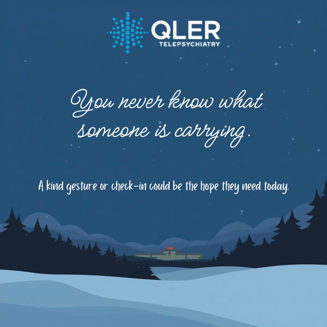Holidays can amplify stress, grief, and mental health challenges—but help is here.

QLER supports hospitals with 24/7 ED psych consults, helping stabilize patients and support care teams.

Wishing everyone a safe, compassionate holiday season.

#MentalHealth #Telepsychiatry