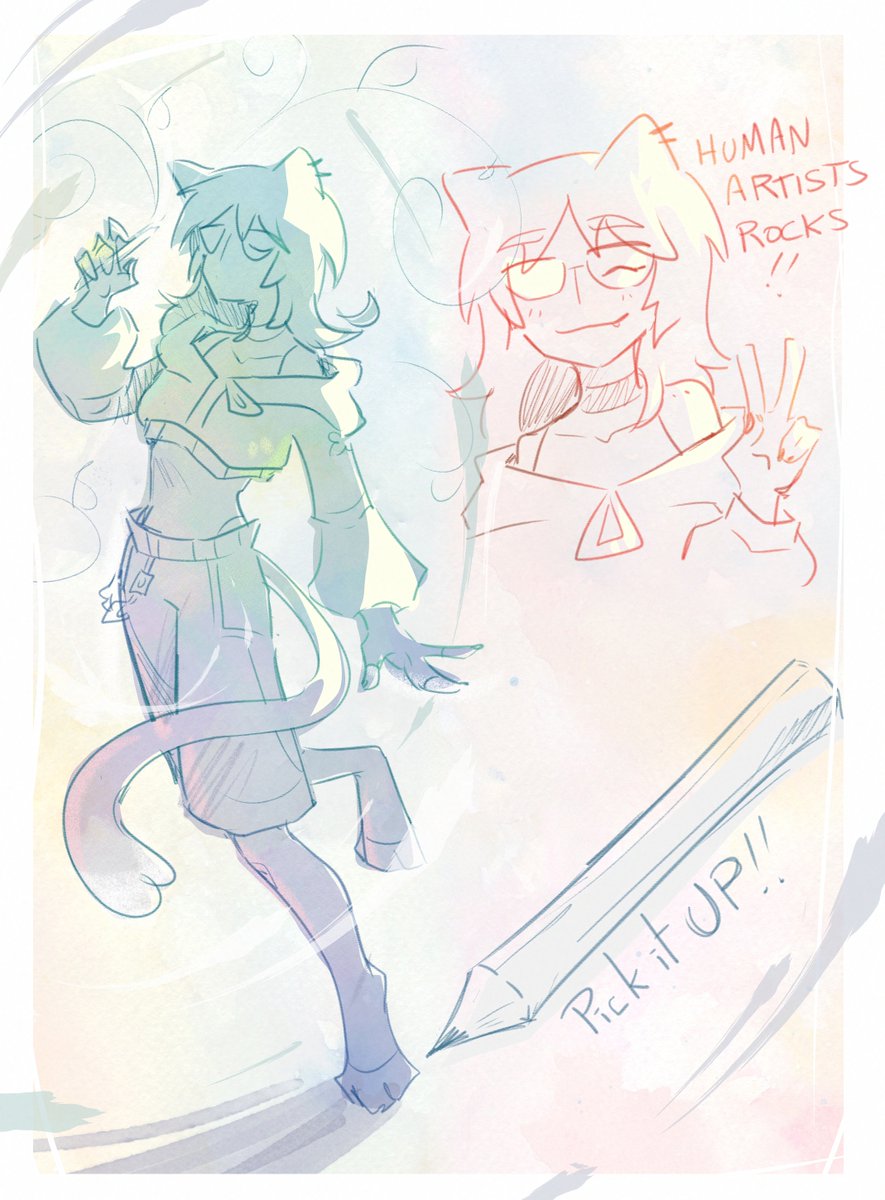 The person who AI generated my drawings found another account of mine and did it again... So today I drew my sona through artblock. it may not be perfect, but at least it's alive.