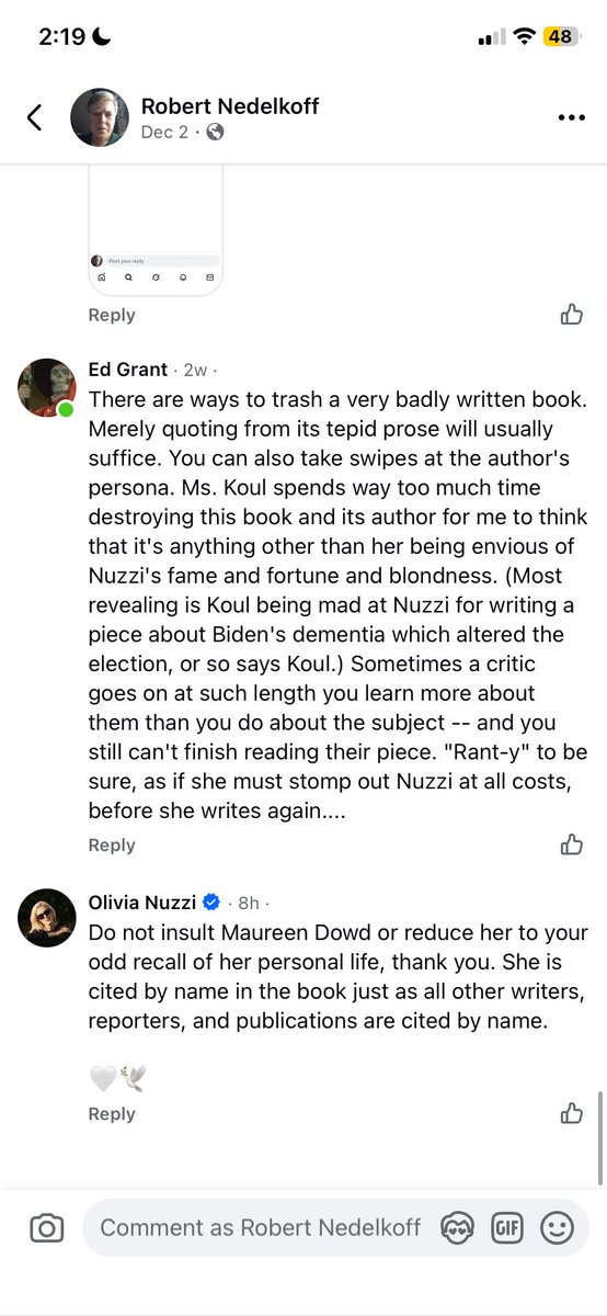 Ms <a href="/Olivianuzzi/">Olivia Nuzzi</a> has spoken…re my ref to <a href="/maureendowd/">Maureen Dowd</a> … Merry Xmas to both of them and may Joe Campbell and Billy Don Moyers bestow a blissful 2026 too #olivianuzzi #maureendowd