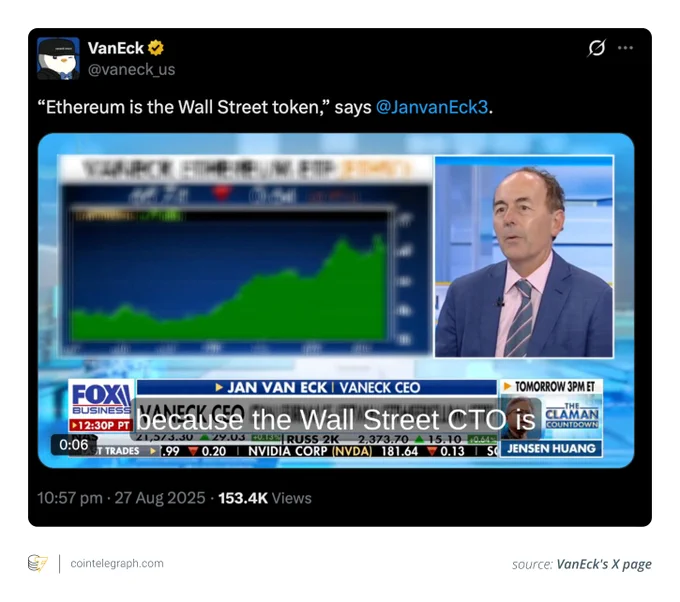 🔴COINTELGRAPH: Wall Street sta sviluppando in modo discreto soluzioni basate su Ethereum per regolamenti, pagamenti e asset tokenizzati.