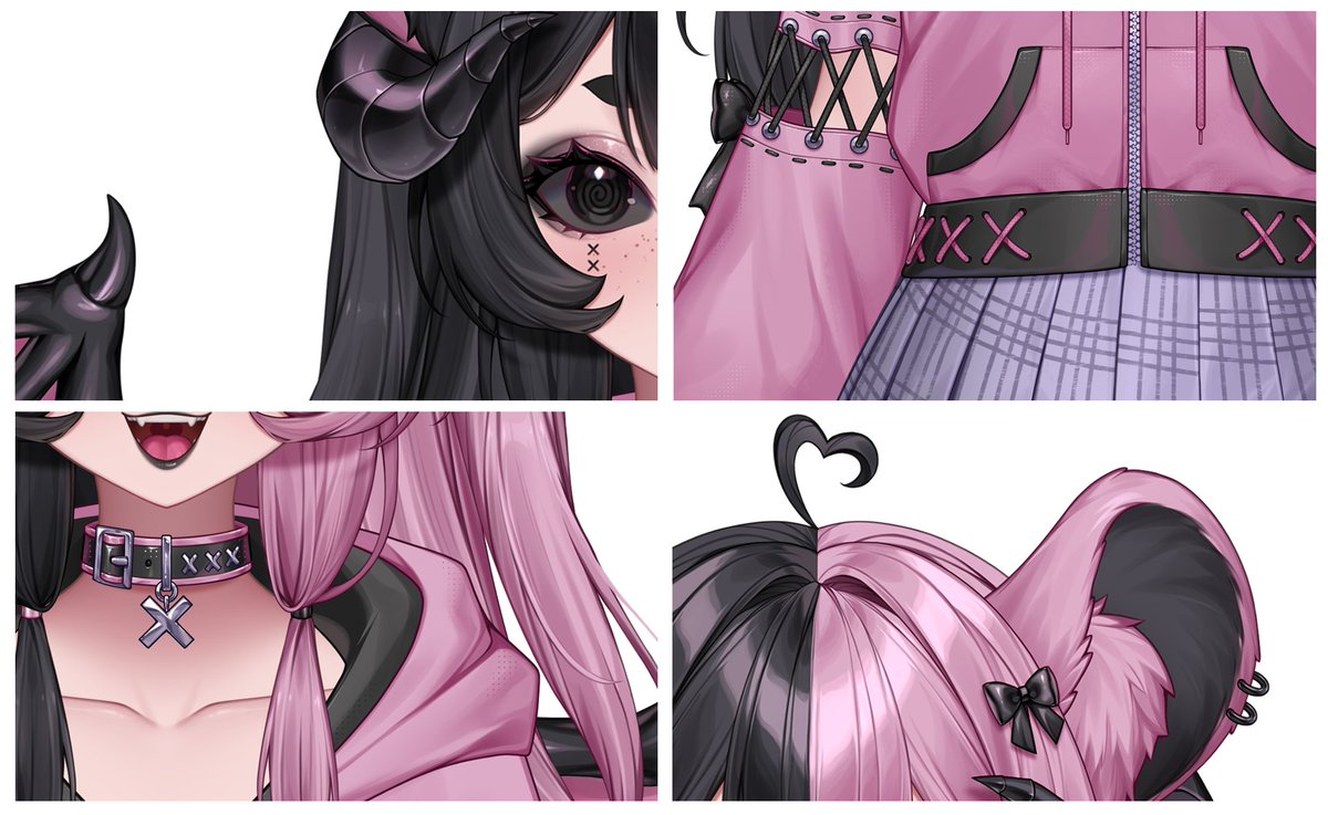 Hoonyusi's tweet image. New daughter sneak peaks! 🖤🩷

#Vtuber