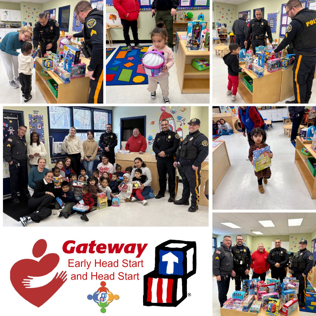It's been a Merry Christmas at Gateway's Linwood Head Start/Early Head Start as we had "a big and lovely" donation for each of our children of toys, cookies and pizza from the #linwoodpolicedept and the #atlanticcountytoysforkidsprogram.