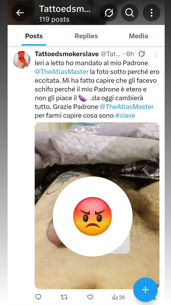 TheAtlasMaster's tweet image. Una delle mie troie @Tattoedsmoke25 si è permessa di mandarmi questa foto, che ovviamente vi censuro.
Subito rimessa al suo posto, la cagna si è scusata ed ha capito il suo ruolo. Per rimediare, è stata appena obbligata a depilarsi tutta, sia davanti che dietro 😂😂
L ultimo…