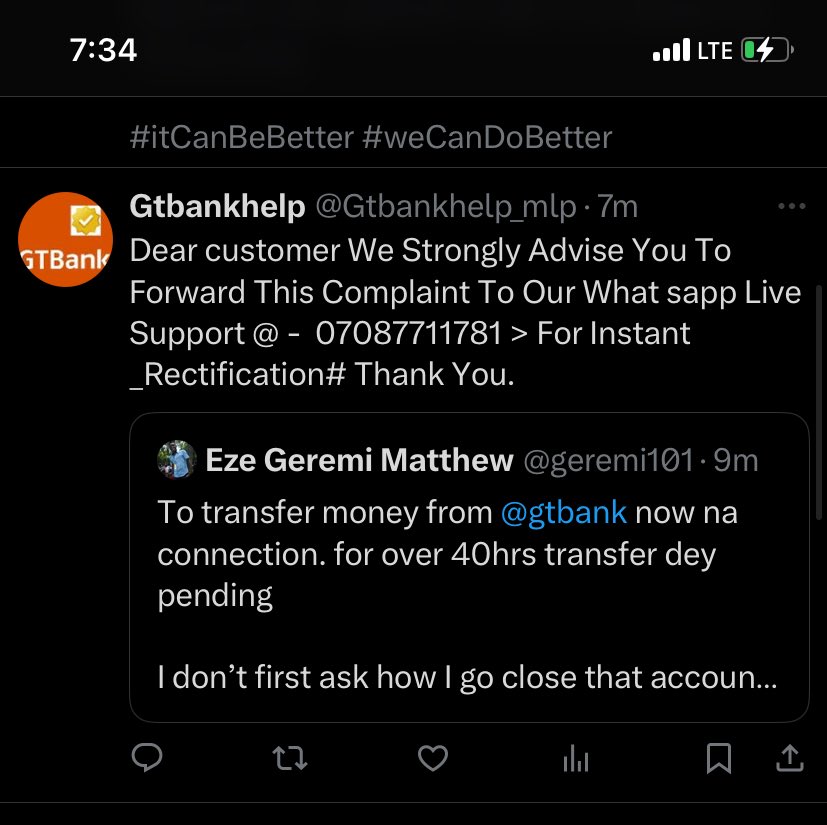 geremi101's tweet photo. @gtbank if nor be say una be very unserious bank
How multiple handle wey nor get reference to una official page go first una respond to complaints
Na so people take dey fall victim of scans
@gtbank_help nor fit come confirm if na una get these handle
#weCanDoBetter #itCanBeBetter https://t.co/32cMtRD16x