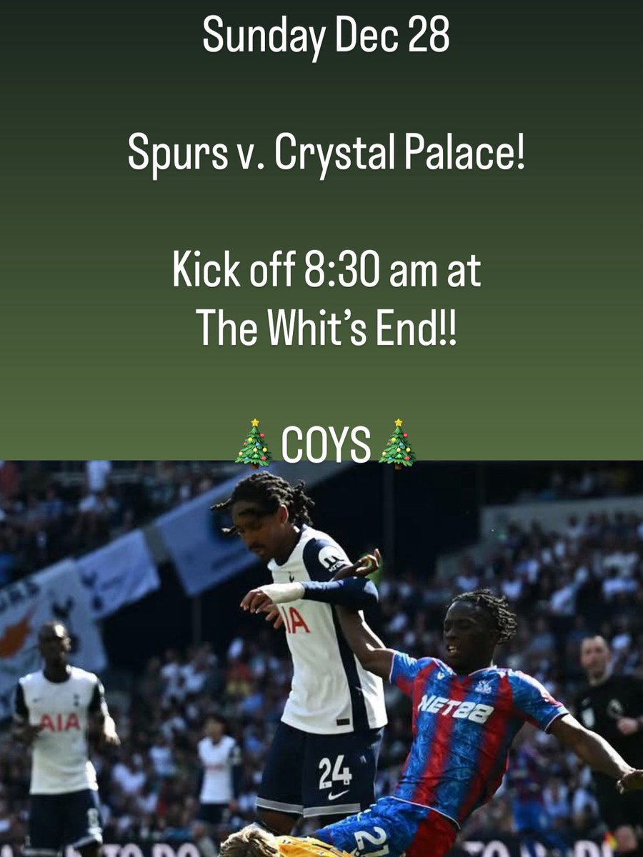 See you at <a href="/thewhitsendbar/">TheWhitsEndBar</a> !!!
⚽️🎄⚽️🎄⚽️