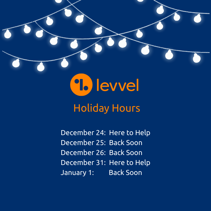Levvel_Inc's tweet photo. Year-end hours are posted here so our team can take a true Business in Balance breather. Enjoy your time with your loved ones, and if you need anything, email us and we will get back to you as soon as we can.  connect@levvel.ca. https://t.co/aX3VY5AAKM
