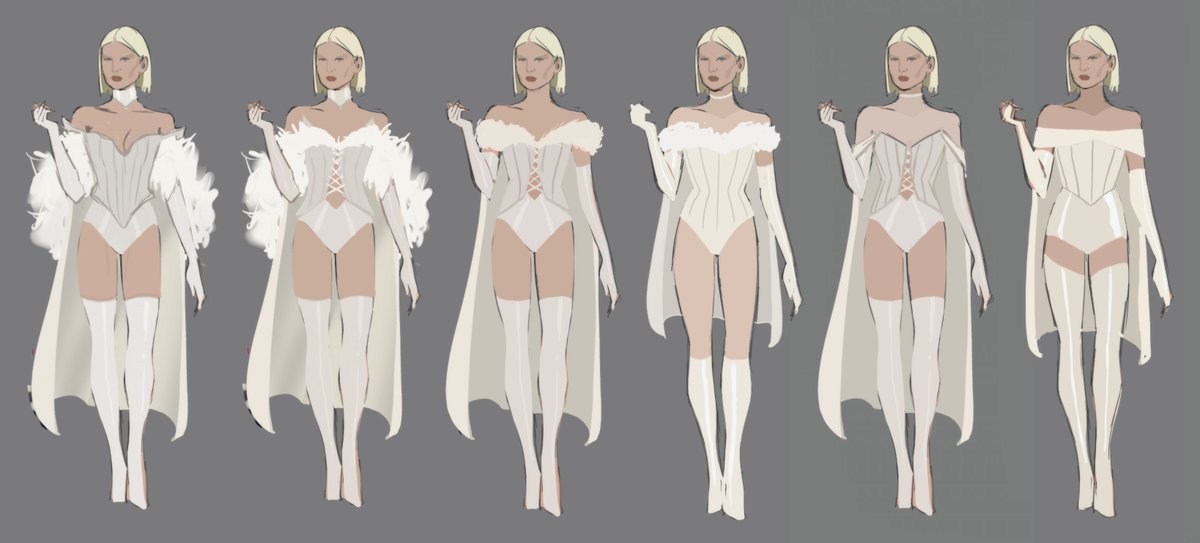 I knew I wanted to try and adjust her look as I was never a fan of her classic, lace corset. I asked my twin <a href="/benfo/">benjamin anders</a> to help brainstorm ideas (see below) along with my final pass (first in the lineup).