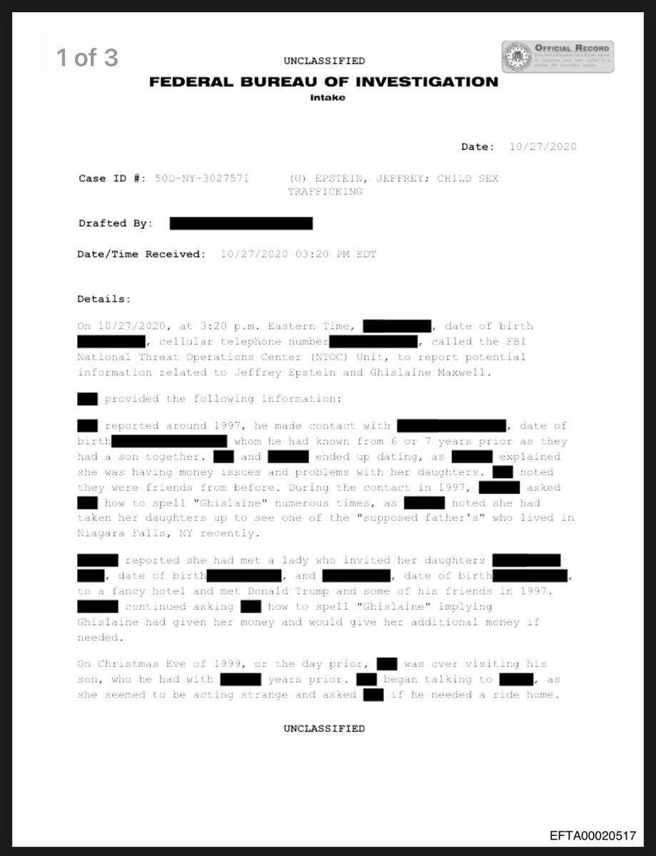 KlonnyPin_Gosch's tweet image. Breaking: Newly released FBI intake form reveals that a “suicided” Epstein / Trump victim may have been taken out in a contract hit disguised as cartel violence, yet another in a long list of unexplained deaths

Sidenote: Fucking crazy OKC Bombing connection? 👀