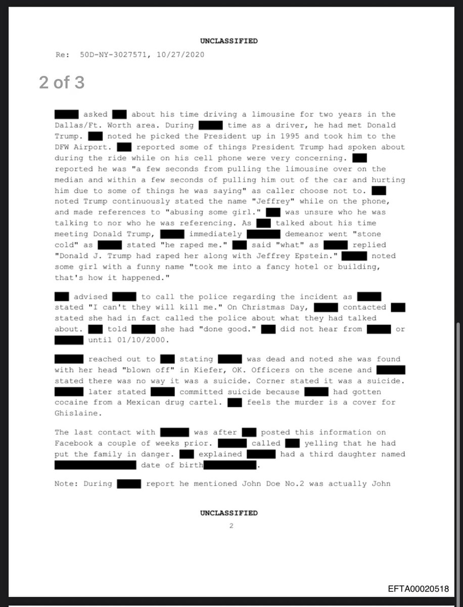 KlonnyPin_Gosch's tweet image. Breaking: Newly released FBI intake form reveals that a “suicided” Epstein / Trump victim may have been taken out in a contract hit disguised as cartel violence, yet another in a long list of unexplained deaths

Sidenote: Fucking crazy OKC Bombing connection? 👀