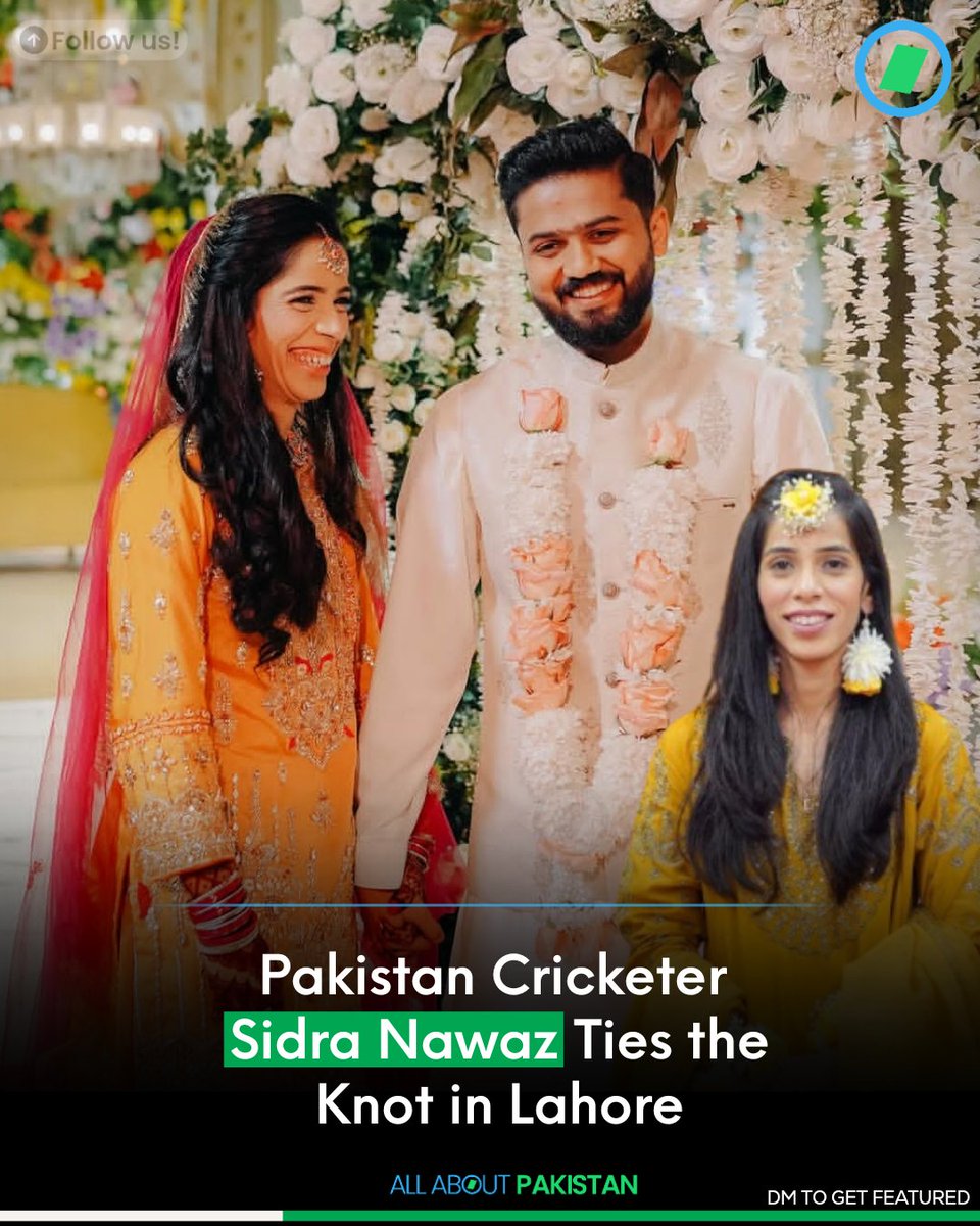 Aboutpakistan90's tweet image. Pakistan women’s cricket team wicketkeeper-batter Sidra Nawaz has tied the knot with Professional Cricket Team Manager Ghayas Khan in a nikah ceremony held in Lahore.

#Pakistan #SidraNawaz #Shadi #Lahore #Cricket