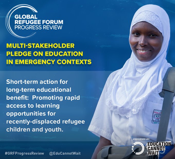 KentPage's tweet photo. 📣 Update on @EduCannotWait's Global #RefugeeForum multi-stakeholder pledge on #EducationInEmergencies:
#ECW’s model is designed to minimize the time children affected by sudden displacement are out of school. In the first half of its 2023-2026 Strategic Plan, ECW-supported programmes have reached 3.5M forcibly displaced children (51% girls).
Rapid access to learning remains central to ECW’s #GRF commitments.
#KeepHopeAlive @StatePRM @Refugees @CanadaDev @UNHCR_Education @EU_Partnerships #222MillionDreams✨📚