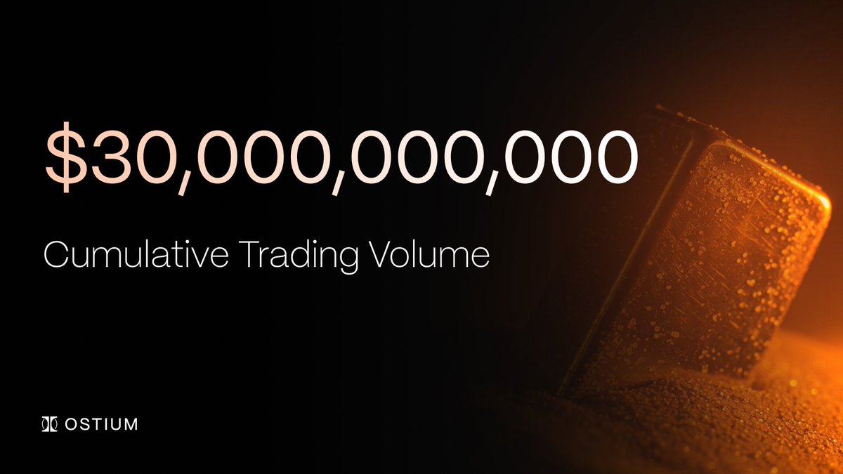 OstiumLabs's tweet image. NEW MILESTONE!

$30B in cumulative trading volume.